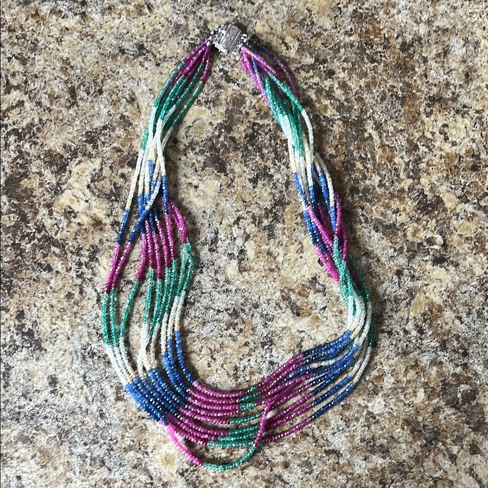 Ruby sapphire and emerald necklace